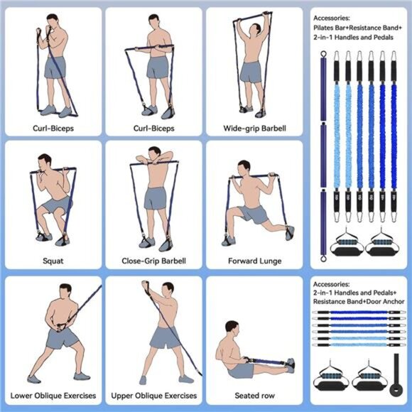 Portable Pilates Bar Kit with Resistance Bands for Men and Women，Upgraded - Picture 6 of 7